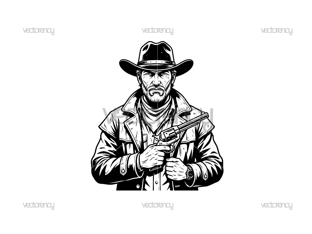 Wild West Gunslinger Cowboy Bandit Vector Outlaw
