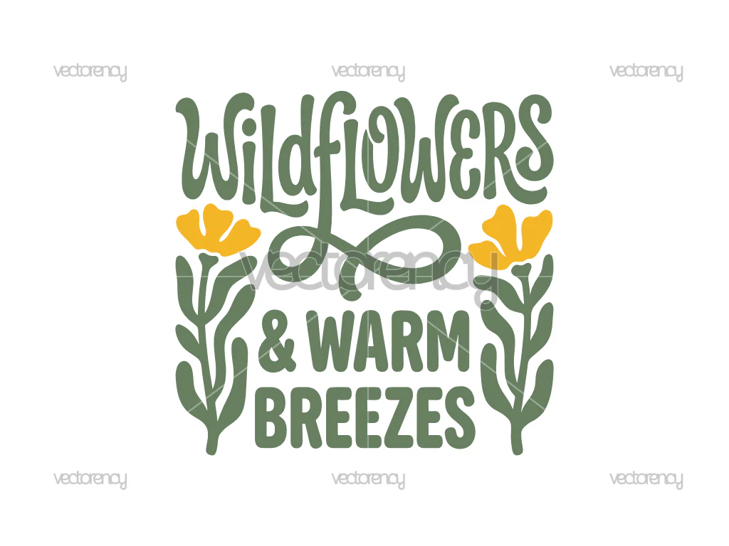 Wildflowers and Warm Breezes Clipart Image PNG and SVG Cricut