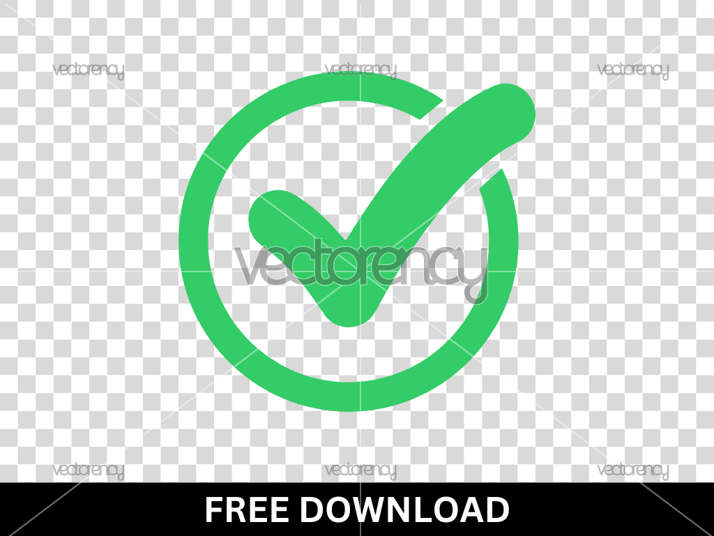 Green Check Mark Icon Flat Style Vector SVG