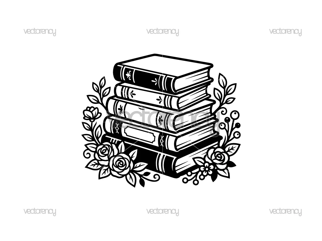 Vintage Stack Books Decorative Vector