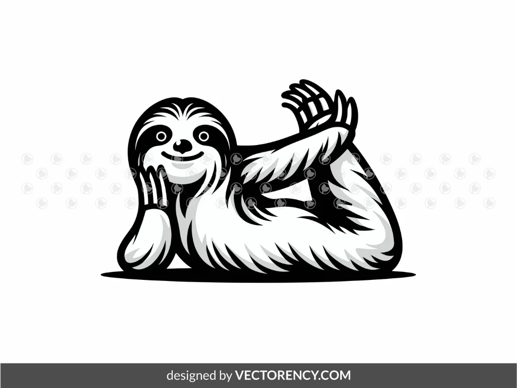 Sloth Doing Yoga Poses Clipart SVG