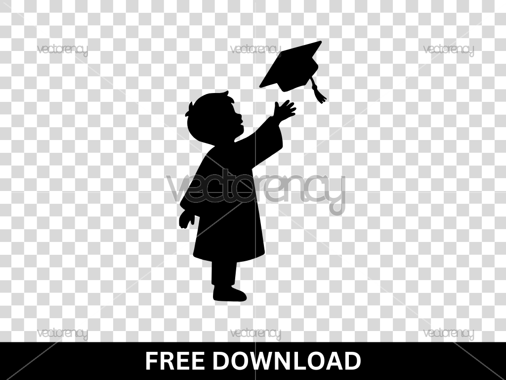 Free Children Silhouette Graduation Vector