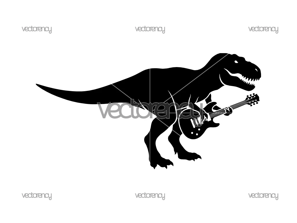 Tyrannosaurus Rex Playing Guitar SVG