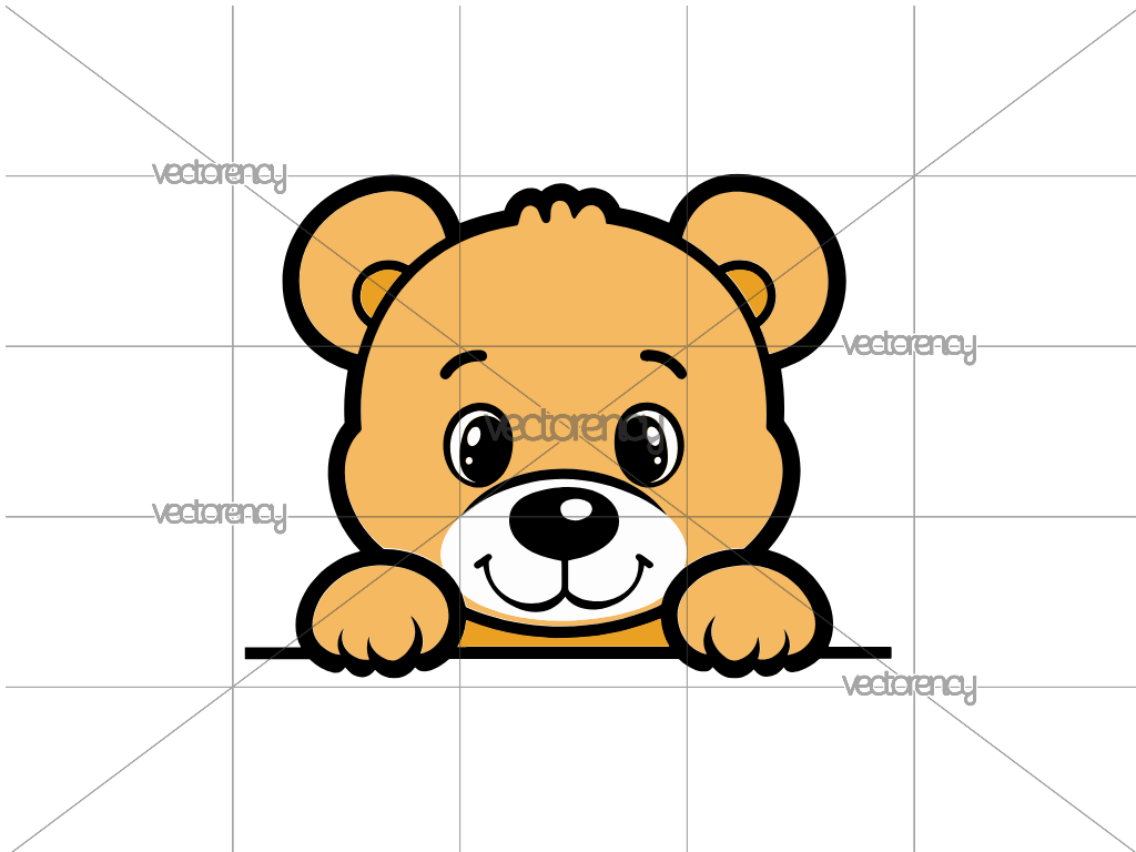 Brown Teddy Bear Peeking Cartoon Vector PNG