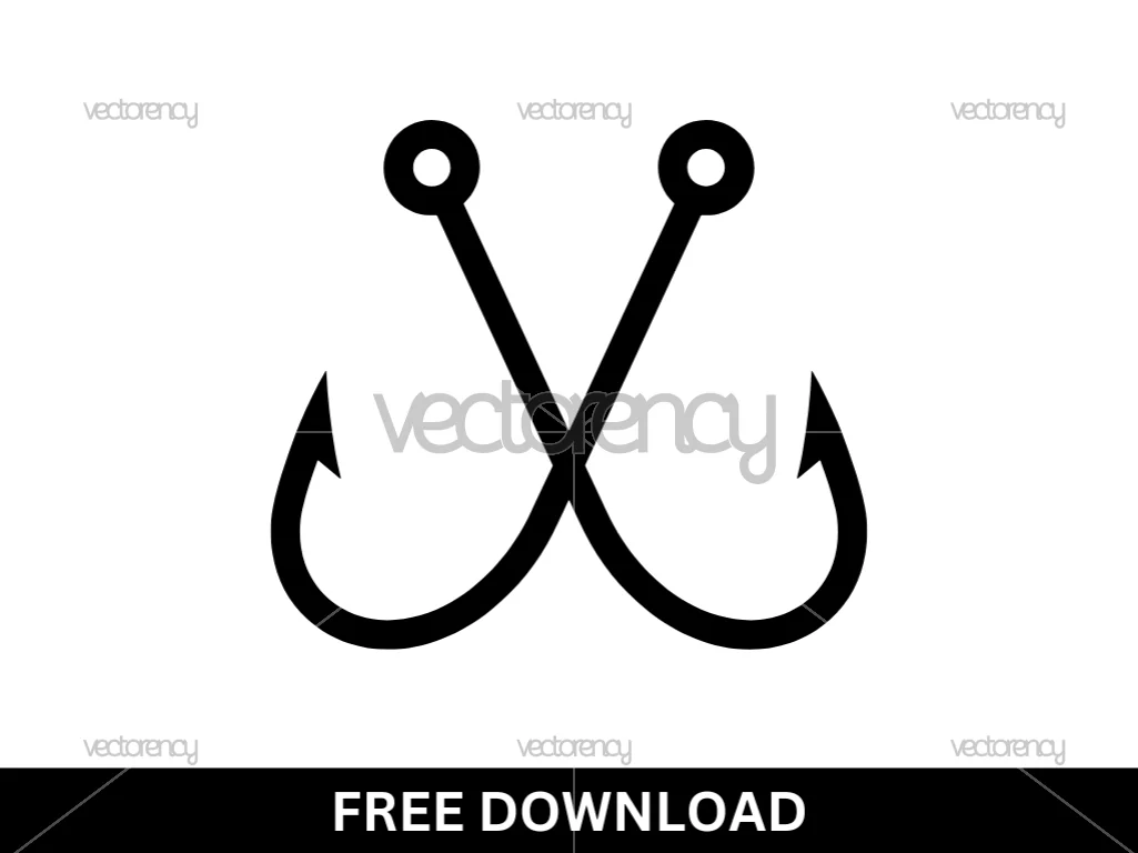 Crossed Fishing Hooks SVG Cut Files Free