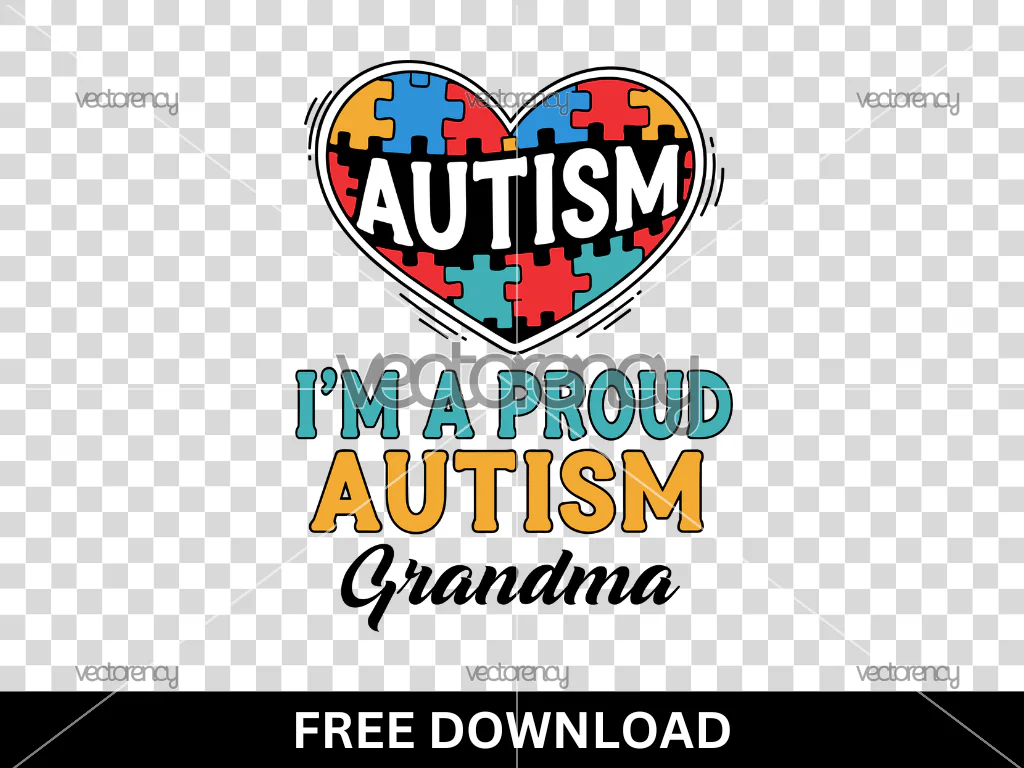 Proud Autism Grandma Design Poster PNG Free Download
