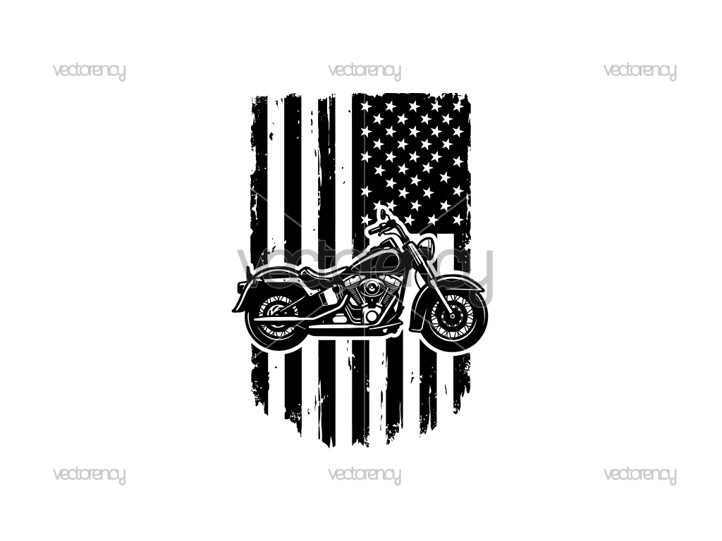 Harley Davidson Distressed American Flag Vector Art PNG