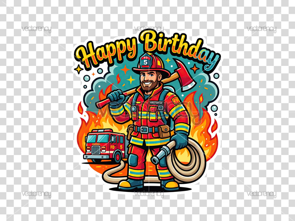Firefighter Cake Topper Printable Happy Birthday
