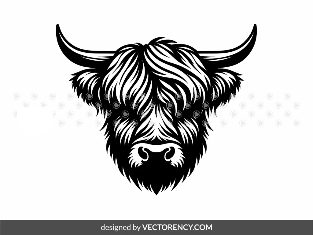 Highland Cow Head SVG