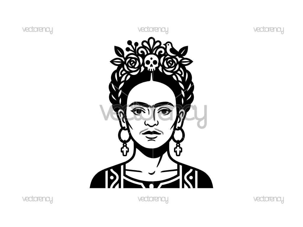 Minimalist Clean Frida Kahlo Vector Art