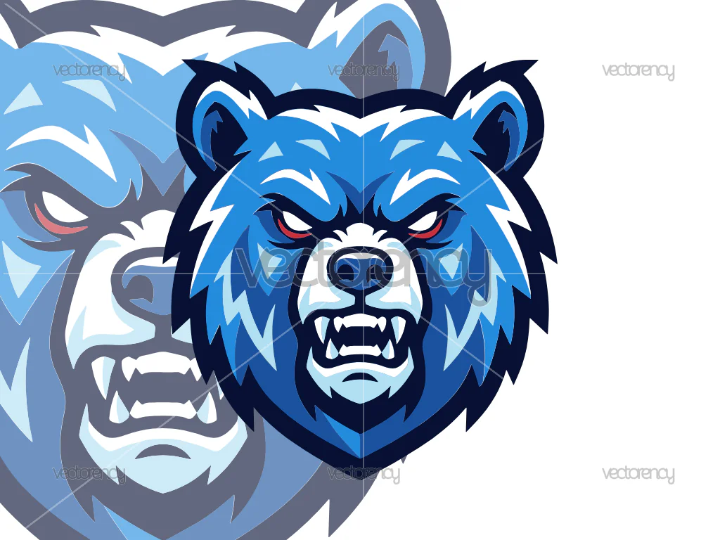 Bear Head Blue Mascot Logo Vector Design