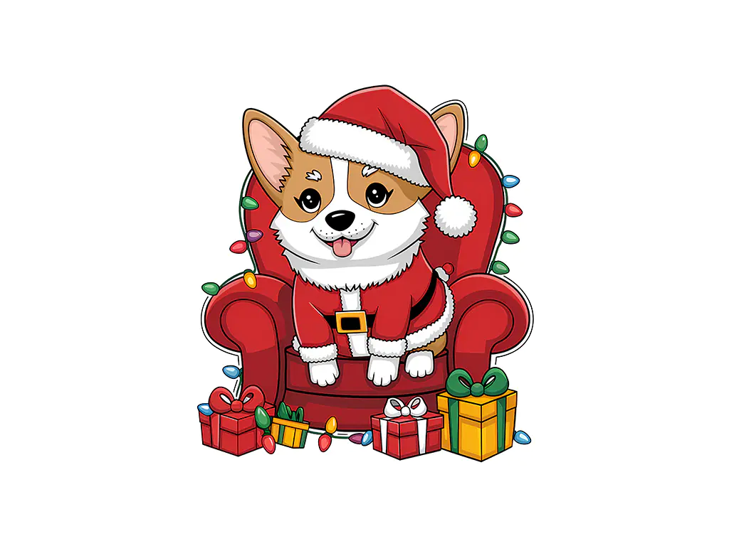 Corgi Christmas PNG Illustration