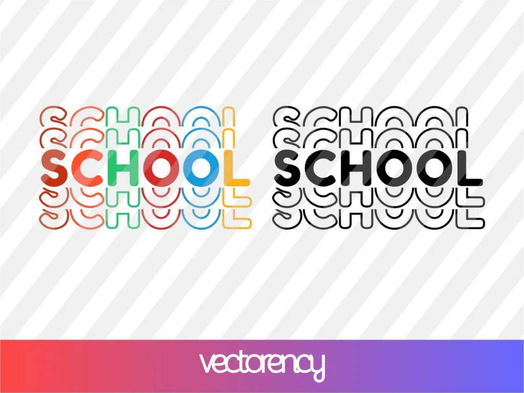 School SVG Cut File Silhouette Mirror Style