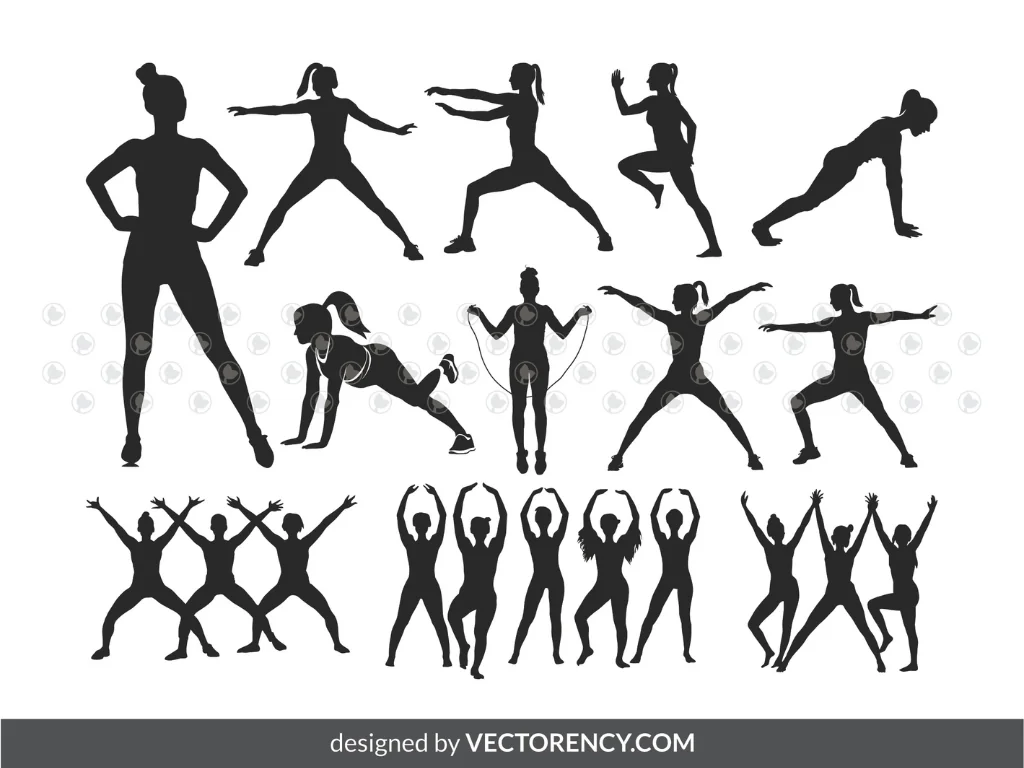 Aerobic Exercise SVG, Woman Aerobic Silhouette Vector