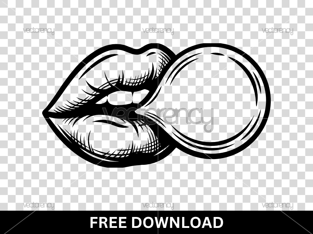 Lips with Bubblegum SVG Vector