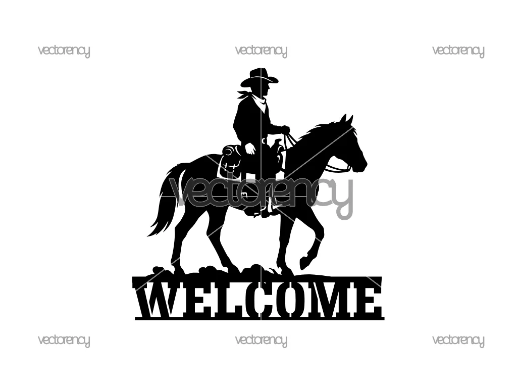 Cowboy Welcome Sign CNC Cut Files