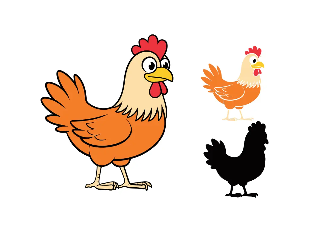 Cartoon Chicken Clipart SVG Layered