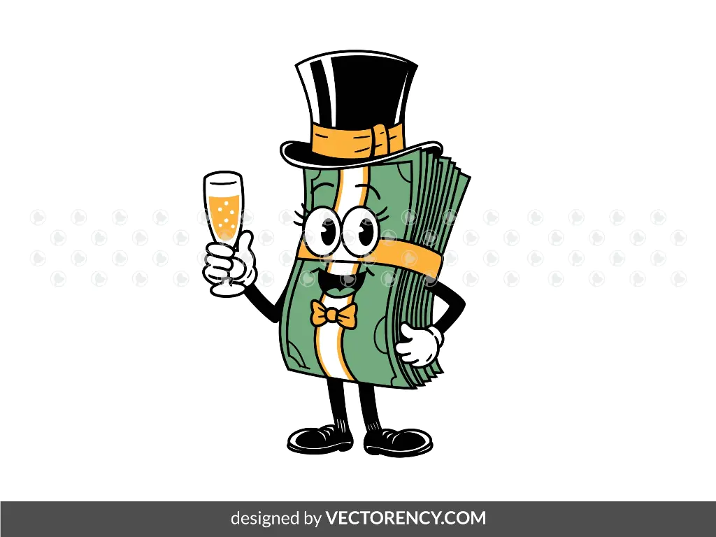 Dollar Bills Character Cartoon Vector PNG SVG