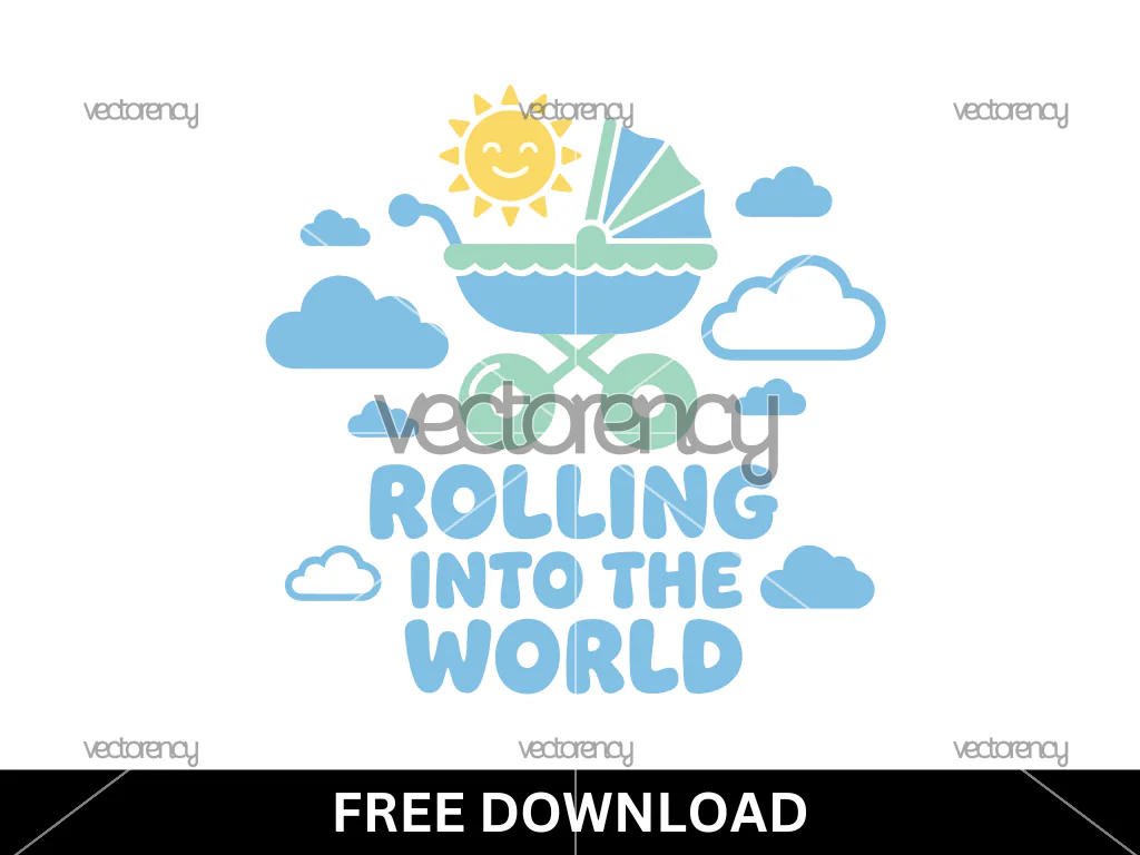 Newborn Baby Design Rolling into the World SVG Free