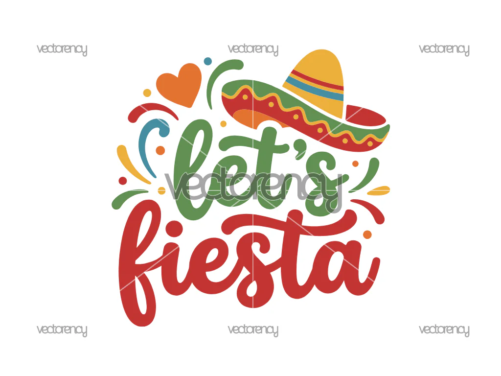 Let’s Fiesta SVG, Cinco de Mayo Cut File, Clipart, Image, DXF PNG