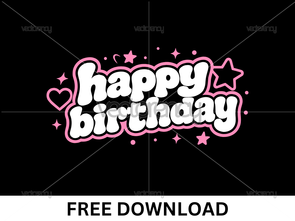 Free SVG Image Cute Y2K Happy Birthday