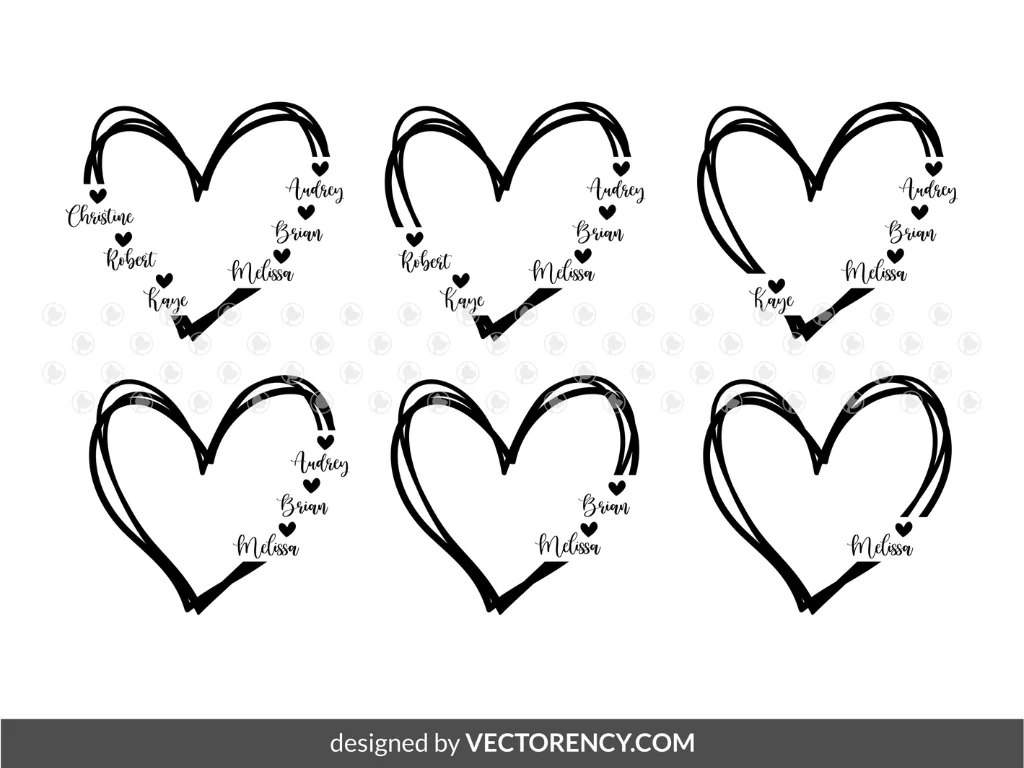 Grandma Heart With Names SVG