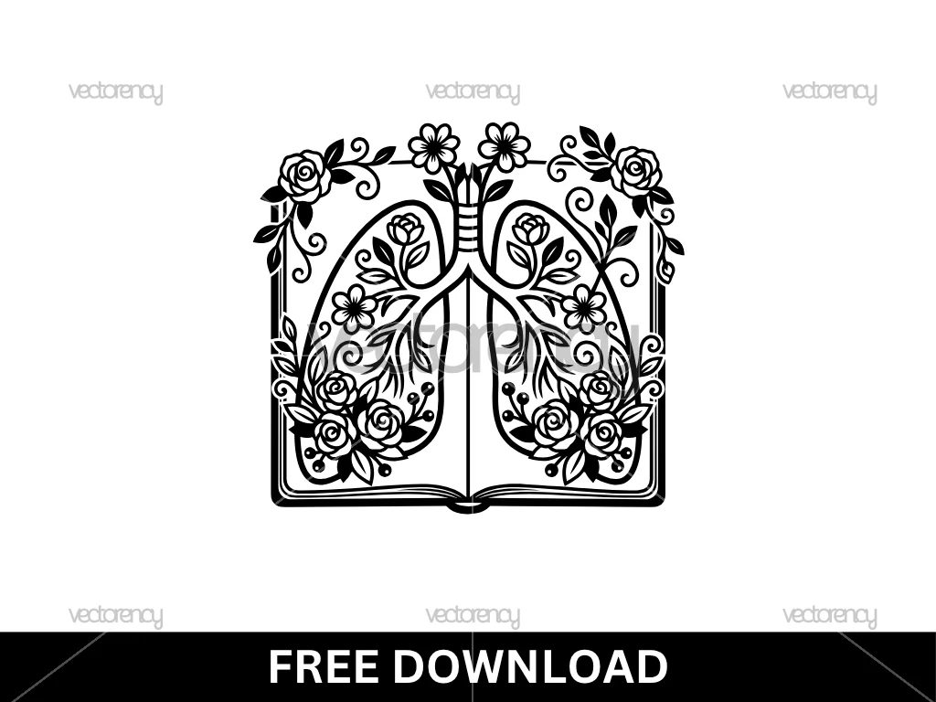 Notebook Human Lung Decorative Flowers SVG Free