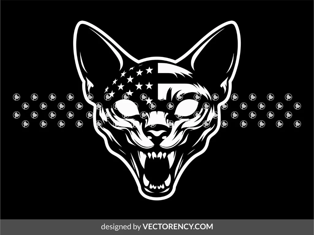 Sphinx Cat With American Flag Vector Image