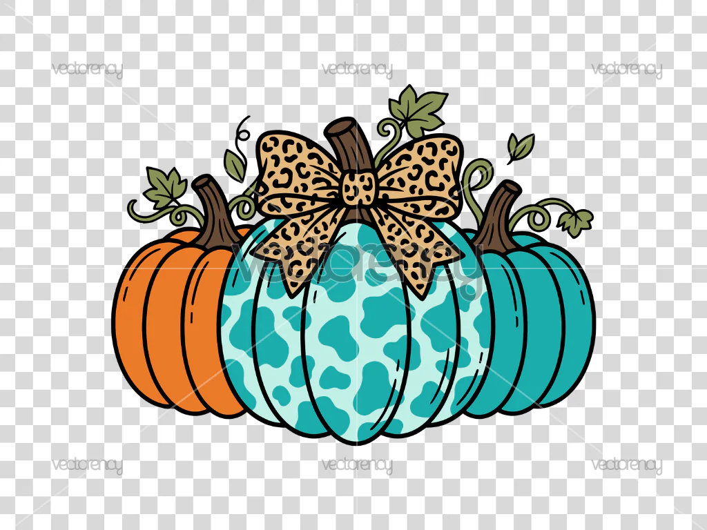 Leopard Pumpkin Clipart Bow