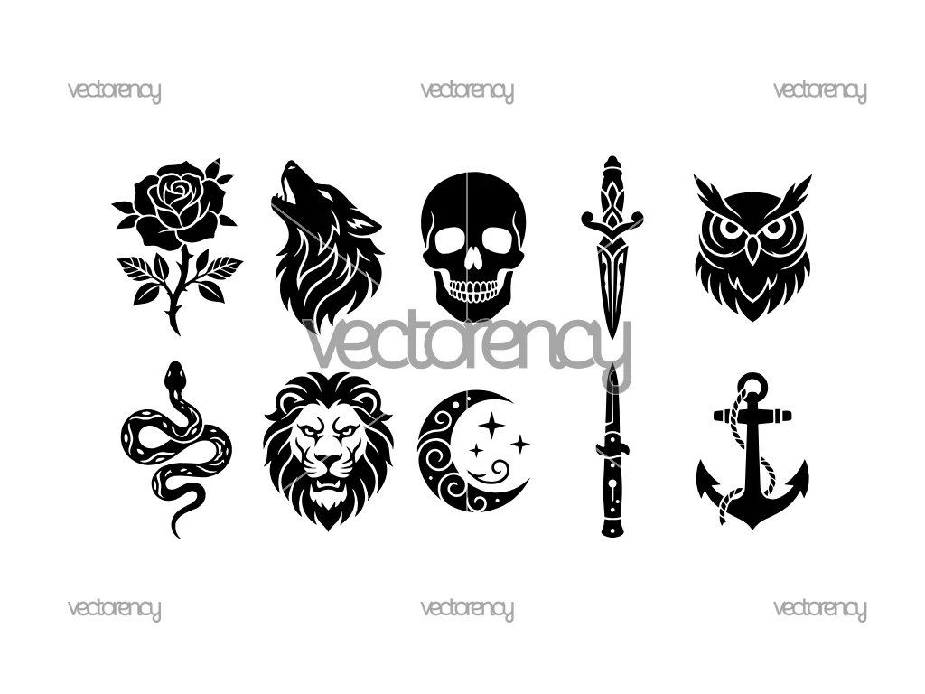 Neo-Traditional Tattoo Style vector clipart