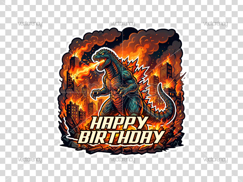 Godzilla Happy Birthday Cake Topper