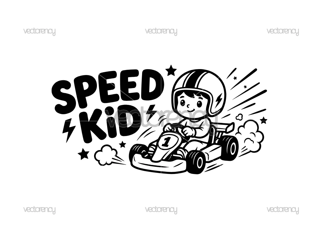 Speed Kid Go Kart Design Vector