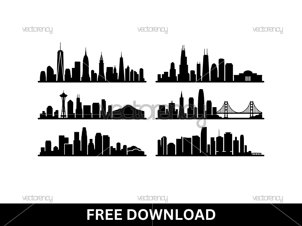Free SVG America City Skyline Silhouette