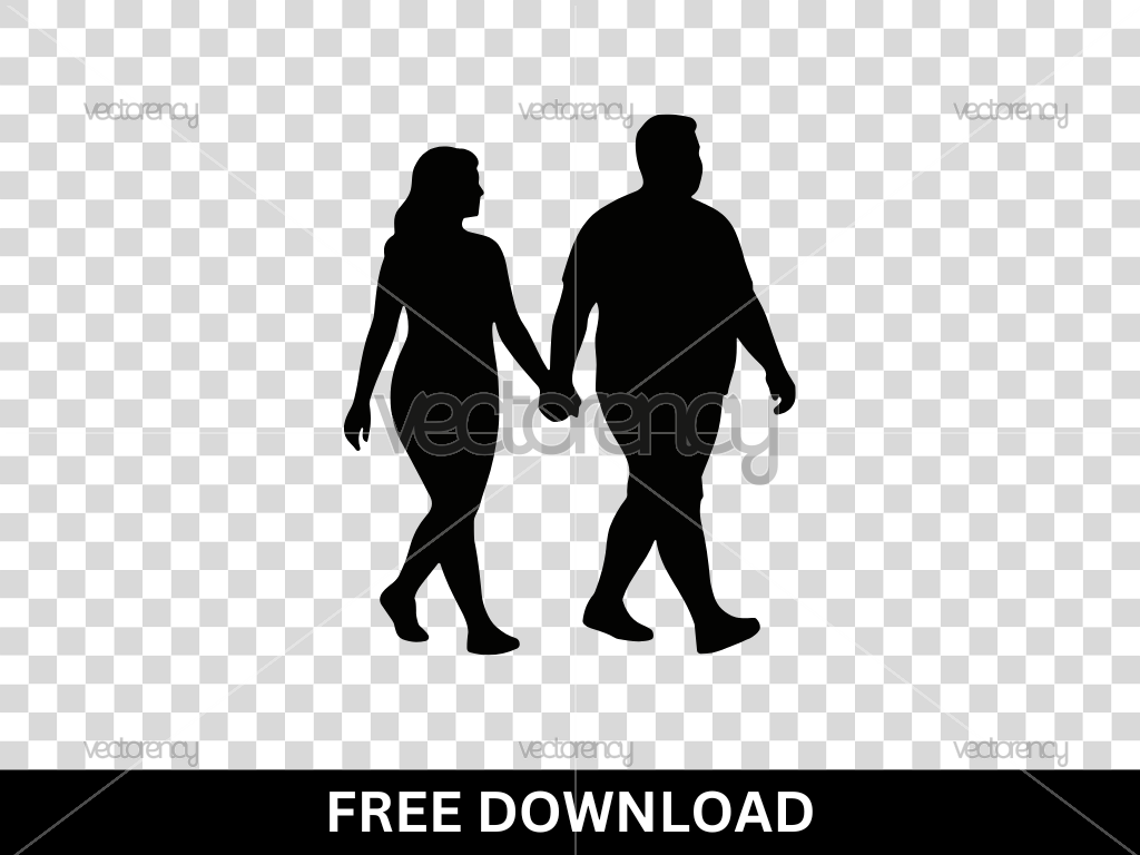 Couple Walking Man Chubby Silhouette Free Download