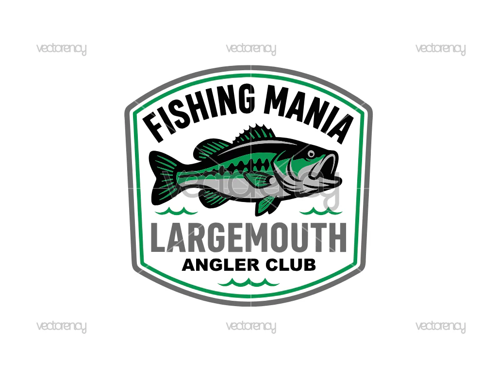 Fishing Mania Largemouth Vector Premium Design Vector