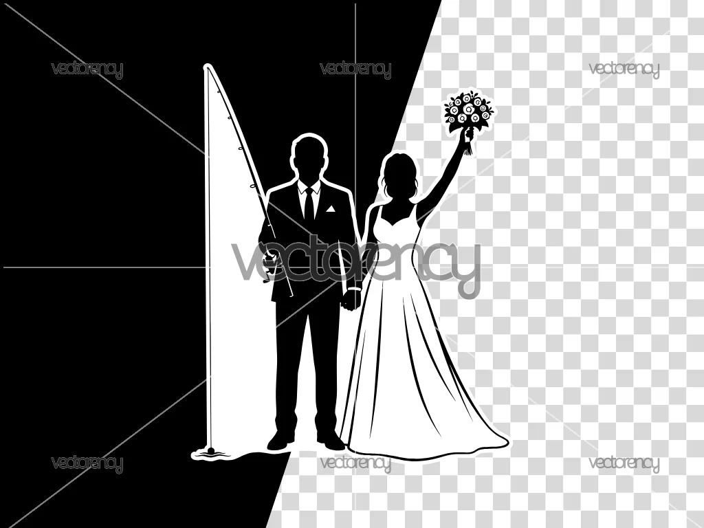 Fishing Wedding Cake Topper Clipart