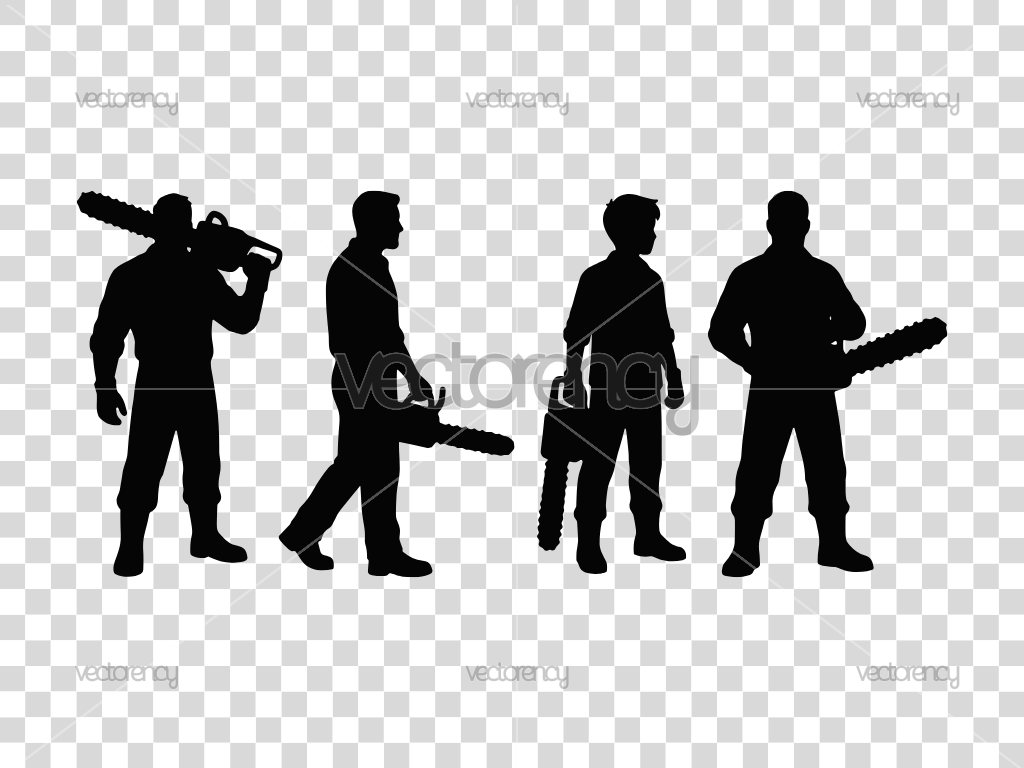 Lumberjack Chainsaw Silhouette Vector Image
