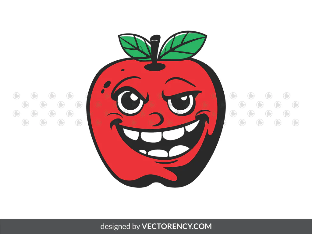 Apple SVG, Apple Character Clipart Vector