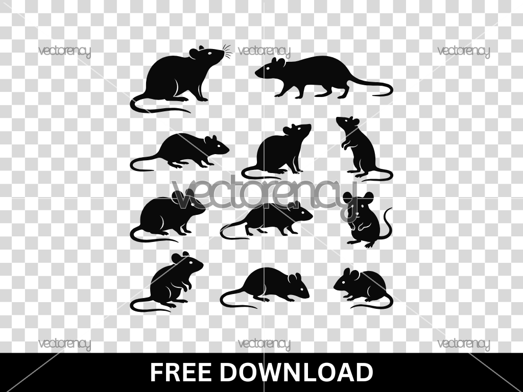 Rat and Mouse Vector Silhouette Illustration