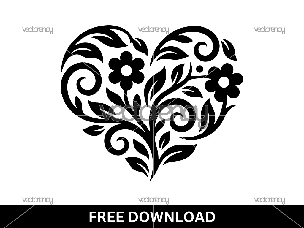 Floral Heart Love Vector SVG