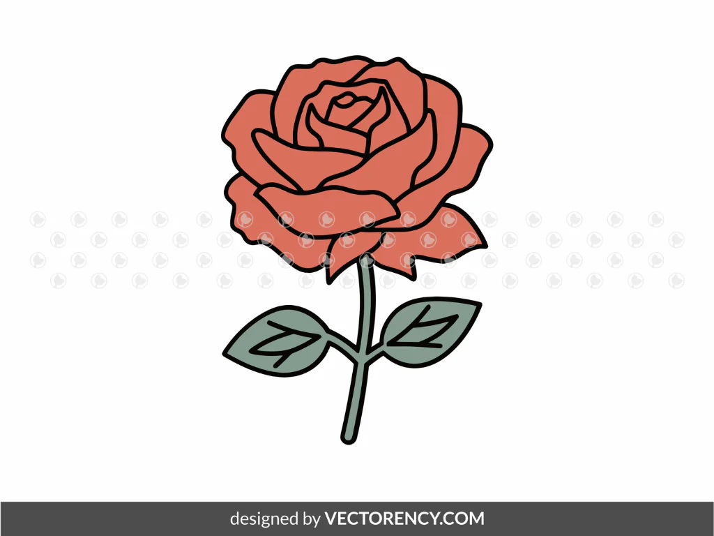 Rose Clipart SVG, Flower EPS Rose