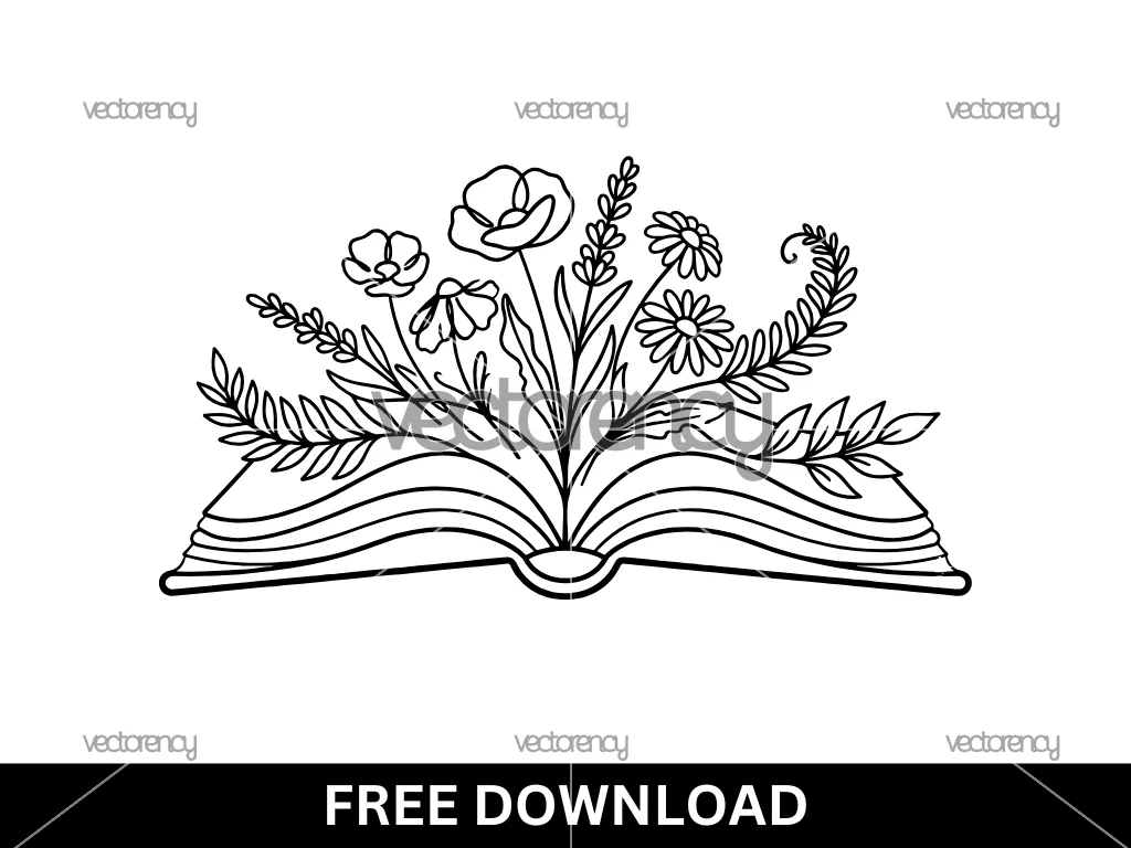 Free Floral Book SVG Spring Flower SVG Reader SVG