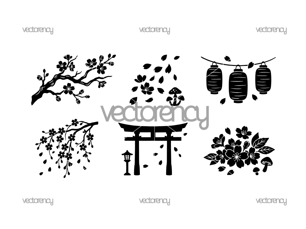 Cherry Blossom Week Set SVG