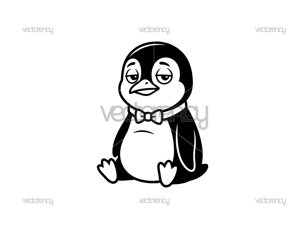 Bored Penguin Vector SVG Cut File