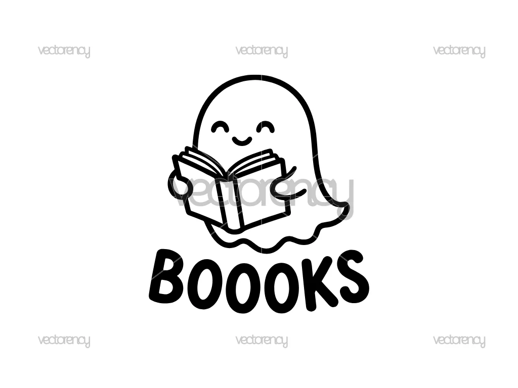 Ghost Reading Book SVG