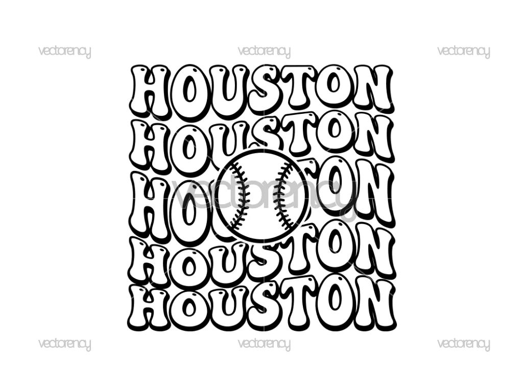 Houston Baseball Mirror Text Retro Groovy SVG PNG