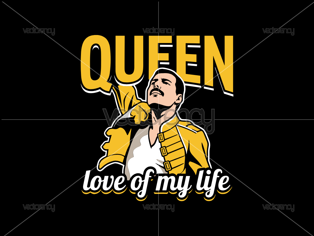 Queen Band Love of My Life Black T-Shirt Design Vector