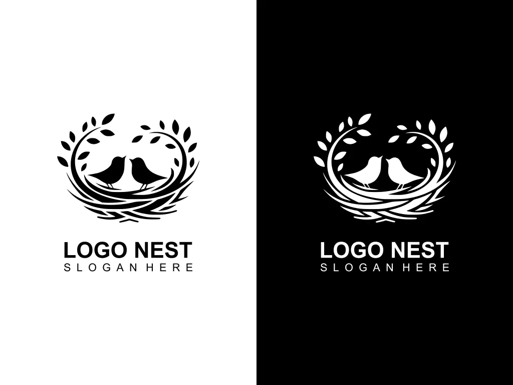 Bird Nest Logo Design Vector