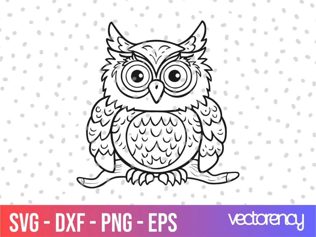 Owl Clipart Outline SVG EPS Vector