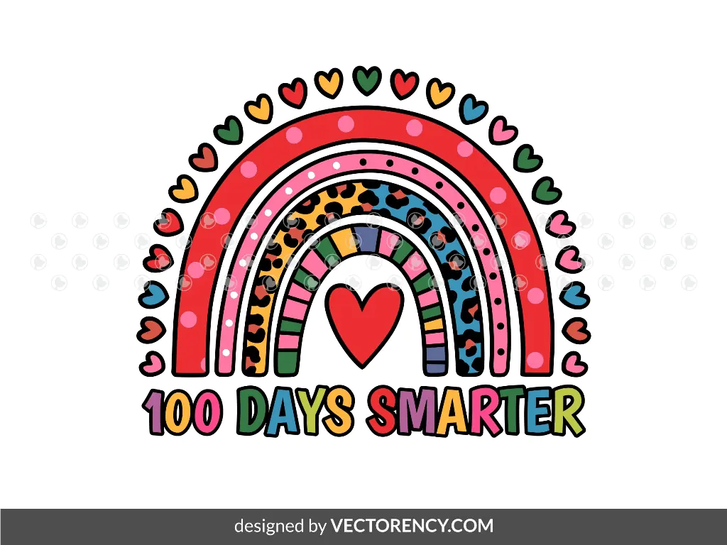 100 Days Smarter Shirt Rainbow SVG PNG